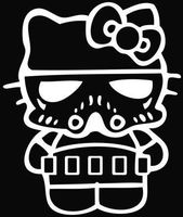 SoCool - Hello Kitty - Star Wars Storm Trooper - Vinyl 5.5" tall (Color: WHITE) decal laptop tablet skateboard car windows stickers