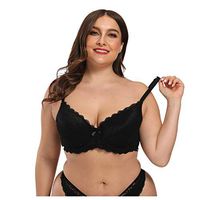 Theoylos Womens Bra Sexy Lace Bralette Adjustable Straps Large Size Bra Ladies Steel Ring Push Up Underwear