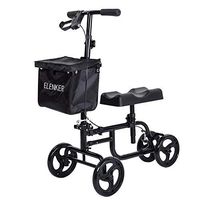 ELENKER Knee Scooter Economy Steerable Knee Walker Ultra Compact & Portable Crutch Alternative with Basket Dual Braking System for Ankle/Foot/Leg Injury or Surgery (Black)