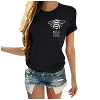Futurelove ⭐ Women Short Sleeve Tee Cute Bee Graphic Letter Print Tshirt Top Blouse Womens Valentines Day Shirts