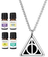 Wild Essentials Potter Hallows Essential Oil Diffuser Necklace Gift Set Aromatherapy Pendant, 24" Stainless Steel Chain, Refill Pads and 100% Pure Oils (Lavender, Peppermint, Inner Calm and Zen)