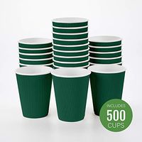 Insulated Paper Coffee Cups - Ripple Wall - Forest Green - 12 oz - 500ct Box - MATCHING LIDS SOLD SEPARATELY: RWA0360B, RWA0360W, RWA0328LG, RWA0328GR, RWA0328HP, RWA0283W, RWA0283B