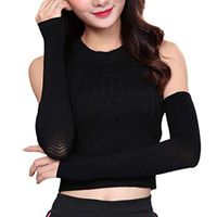 lipiny Compression UV Sun Protection Cooling Arm Sleeves Long Half Finger Gloves, for Driving Vacation Outdoor Scar Tattoos Cover for Women Girls