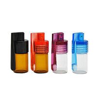 Mini Glass Vials with Hinged Spoon Bullet Rocket Snorter Portable Pill Box Mini Pill Container 1.2 Inch (4)