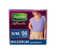 Depend Silhouette Incontinence Underwear for Women, Max Absorbency, S/M, Beige, 56 count