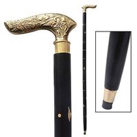 IndiaBigShop Eagle Head Wooden Men and Women-Canes and Walking Sticks with Metal Brass Carving Handle (Black Color) - 37 inch