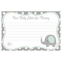 Elephant Baby Shower Advice to Mommy Cards Mint Green Polka Dots Little Peanut Gender Neutral Gray Grey Team Green Games Activities Sprinkle Mommy to Be (24 Count)