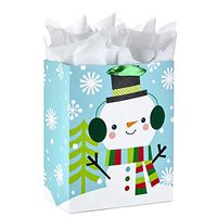 Hallmark 13" Large Christmas Gift Bag with Tissue Paper (Snowman with Ear Muffs)