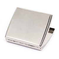 Brushed Stainless Steel Metal Cigarette Case Holder Box Holds 20 Cigarettes (Type 2)