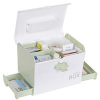 Sundale Childproof Lockable Medicine Box with Compartments, Drawers and Portable Handle/Locking Prescription Pill Case/Family Travel First Aid Kit/Drug Storage Organizer/10.67"x8.27"x8.66", Green