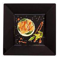 10.8-inch Square Black Plastic Dinner Plate - Disposable and Eco-Friendly Square Party Plates: Perfect for Cocktail Parties and Catering Events - 100-CT - Restaurantware