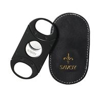 Savoy Cigar Cutter Cutter Black Steel with Black Leather Case