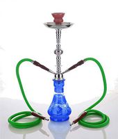 2 hose 21" Egypt Blue Hookah Shisha Nargila water glass vase pipes smoke sale