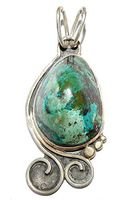 Chrysocolla Pendant Natural Gemstone Hand Crafted Crystal Sterling Silver Jewelry CSCP018