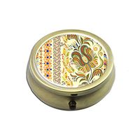 Pill Case - Cheliz Compact 3 Compartment Medicine Case, Pill Box for Pocket or Purse (Yellow Flower)