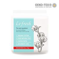 Lefresh Certified Organic Cotton Sanitary Pads for Women - Lefresh Healthy, Pure Natural Regular Menstrual Pads with Wings 9.6 inch (25 cm), 14pcs, 2 Packs, Count 28