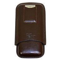 EWT Bonded Leather Cigar Pouch Case (3 Cig, 48R + Cutter, Brown)