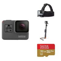 GoPro HERO5 Black w/ Head Strap, Selfie Stick and Memory Card