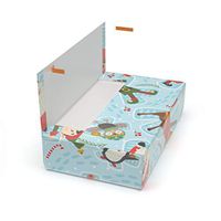 Cloaked Box - Easy Gift Wrapping Kit Includes Peel & Stick Wrapping Paper, Box, Tissues, Ribbon, and Card - Santa and Friends, Large (17.5 x 12 x 4 inches)