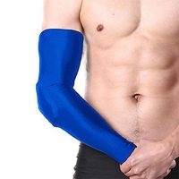 Joyeer Elbow Braces Honeycomb Sponge Anti-Crash Basketball Arm Sleeves Long Comfortable Sport Tennis Strap 1PC , blue , XL
