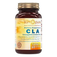 Sun Pure Premium Quality CLA, 1250 MG 60 Softgels Glass Bottle - Supports Healthy Weight Management, Metabolism & Immune Health - Promotes Lean Muscle Mass Gain