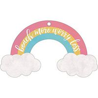 P. Graham Dunn Beach More Worry Less Rainbow Nautical 3 x 2 Wood Hanging Gift Wrap Tag Charms Set of 5