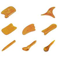 8pcs Facial Gua Sha Scraping Massage Tool Set Natural Resin Beeswax Guasha Board for Body SPA Relaxing Meditation