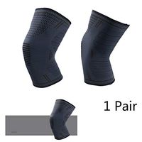 Lrufodya Athletics Knee Compression Sleeve (1 Pair) Support for Running, Jogging, Sports - Knee Brace for for Comfort–Helps with Hypermobility, Ligament Tear, Injuries (Black, L)