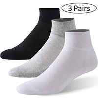 Forcool Diabetic Socks, Women's Men's Non Binding Loose Top Seamless Toe Soft Ankle Low Cut Cotton Diabetic Socks Edema Socks Diabetes Socks, 3 Pairs Black/Gray/White Medium