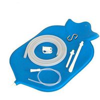 The Large HealthAndYoga(TM) Enema Bag - 4 Quart for Deep Enemas - Open Fountain Top for Easy Cleaning and Hygiene - No Leaky Adapters or Bottle Converters, Hangs Upright - Blue