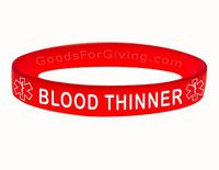Blood Thinner ID Bracelet Wristband - Red - 8 Inches - Standard