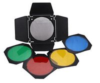 GODOX Photography barn Door,Honeycomb Grid with 4 Color Gel Filter for Speedlite Flash Standard Reflector