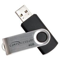Wholesale CASE of 15 - Compucessory Password Protected USB Flash Drives-Flash Drive, 4GB, Password Protected, Black/Aluminum