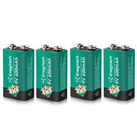 Enegitech 9V Battery Rechargeable Smoke Detector Batteries Lithium-Ion 600mAh High Capacity for Microphone Fire Alarm Multimeter Medical Devices 4 Pack
