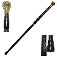 38" Walking Stick in Steel - Solid Metal Canes with Detachable Brass Knob Handle - Handmade in Golden Finish - Unique Gentleman Decorative Walking Sticks and Canes for Men/Women/Seniors Christmas Gift