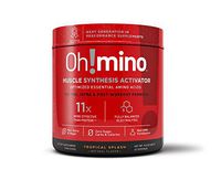 Oh!mino Amino Acids Supplement Powder (Tropical Splash) Pre, Intra, and Post-Workout Muscle Synthesis Activator with Electrolytes | with Caffeine, Vegan Friendly