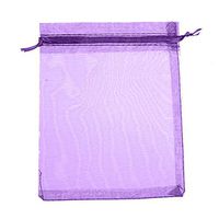 50 Pcs Organza Jewelry Gifts Drawable Box Wedding Gift Candy Mini Pouch Bag - Purple 9cm by 12cm Ameesi