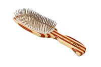 Bass Brushes | Style & Detangle Pet Brush Alloy Pin | Pure Bamboo Handle | Semi S" Style | Striped Finish | Model A12-SB