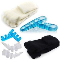 Toe Separators Set, Black White Toes Alignment Socks, Gel Toe Spacers Toe Stretchers, Instant Therapeutic Bunion Relief for Women and Men - 5 in 1