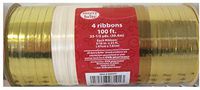 3 Rolls Christmas Wrapping Ribbon Total of 300 Feet Gold Colors