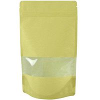 AQUAPAPA Rice Paper Natural Kraft Stand up Pouches with Window and Zip Lock Food Storage Bag, Pack of 25 (Medium - 8 oz)