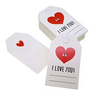 Red Heart I Love You Design Paper Gift / Price Tags with Color Cotton Twine for Gift Wrapping Packaging, Set of 48