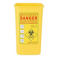 1L Sharps Container, One Handed Use Plastic Biohazard Needle Disposal Waste Box(Yellow)
