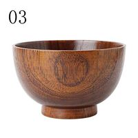 WWSHM Kitchen Utensil Tableware Natural Jujube Wooden Rice Soup Bowl Food Containter (Color : 03)