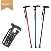 BigAlex Folding Cane,Adjustable Collapsible Cane,Foldable Walking Cane for Men,Women,Lightweight,Adjustable,Portable Hand Walking Stick - Balancing Mobility Aid - Sleek, Comfortable T Handles (Black)