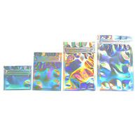 100 Pcs Hologram Aluminum Foil Zip Lock Bags Glitter Laser Plastic Mylar Pouch Food Storage Bags Moisture Proof Bags Keep Aroma Pouch (Full Holograms Zip Lock, 7.5x10 cm(2.95"x3.94"))