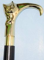 YAMAN ANTIQUE 37'' Vintage Solid Brass cat Head Handle for Walking Stick Canes Shaft Gift