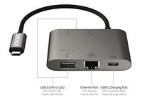 USB-C to Gigabit Ethernet Hub with USB Ports and Pass-Through Charging with Power Delivery