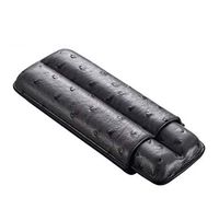 LHFJ Cigar Case Genuine Leather Cigar Tube Portable Travel Cigar Humidor for 2 Cigars (Color : Black Gray)