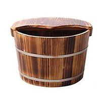 Foot Bath Tub, Household Wooden Barrel, 24CM High Steamed Foot Artifact with Cover Foot Bath Barrel (Size : Covered)